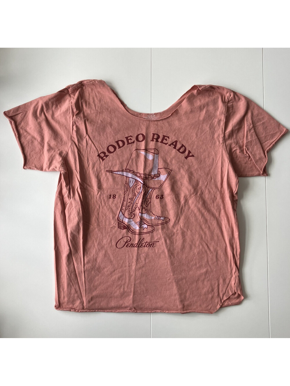 Pendleton Peach "Rodeo Ready" Western Cowboy Graphic SS Crew Tee sz.M